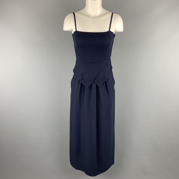 GIORGIO ARMANI Size 4 Navy Viscose Spaghetti Strap Buster Dress - Picture 1 of 6